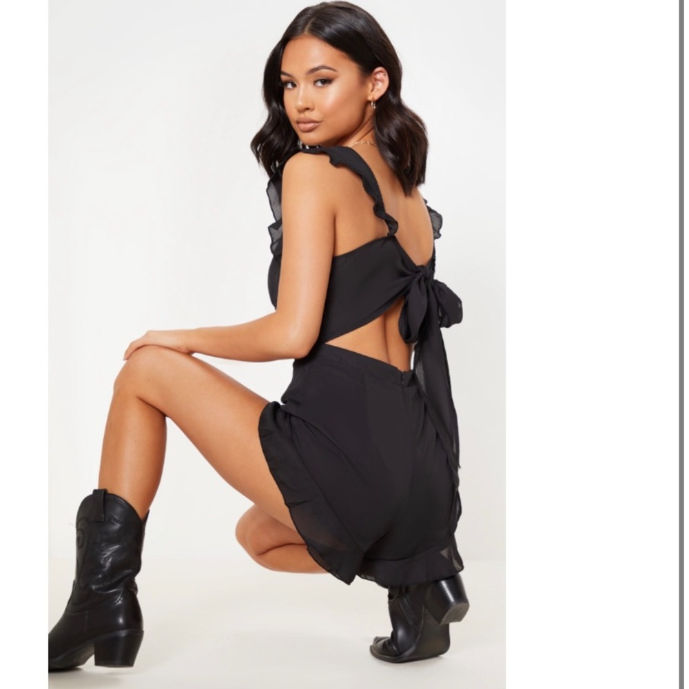 PLT black tie back romper
